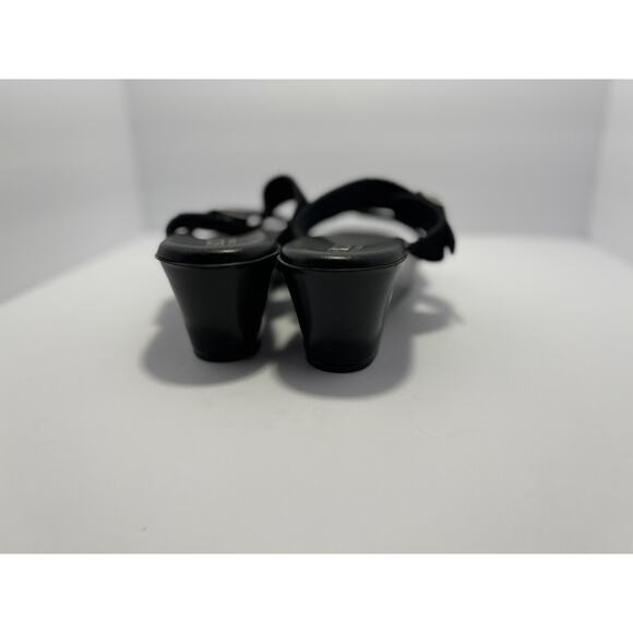 Italian Shoemakers Quincie Wedge Slip On Sandals Black Silver Buckle Size 9 - Picture 6 of 9